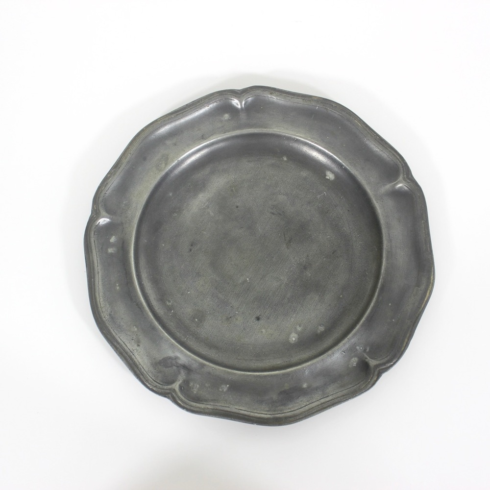 Antique Pewter Plate 10.5” Tray or Dish Drinks, Food Styling, Photography Prop